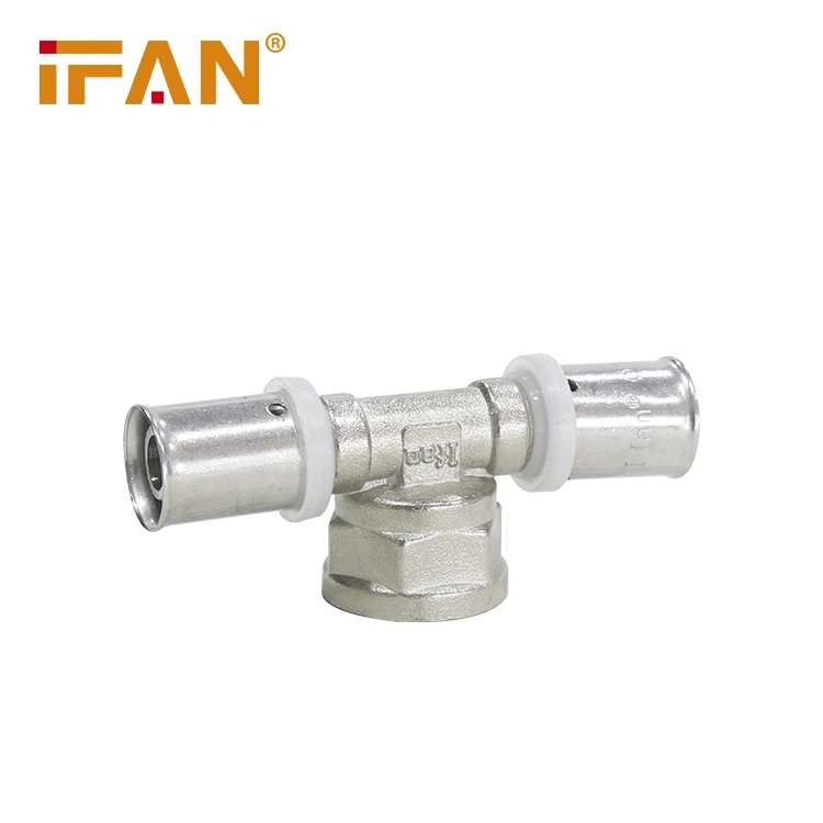 Ifan Brass Press Fitting for Pex-Al-Pex Multilayer Pipes Fitting for European Market Female Tee