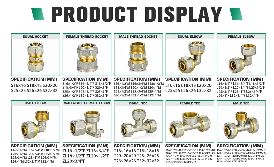 Ifan Customization Pex Brass Compression Fittings 20-32mm Equal Tee Pex Al Pex Pipe Fittings