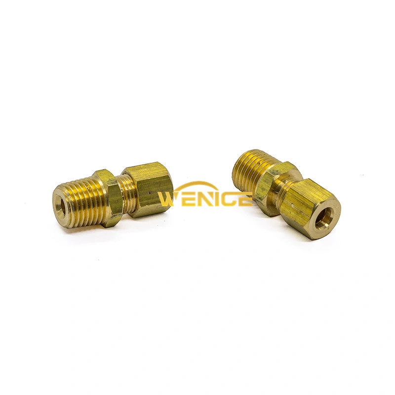 1/4 Brass Compression Tubing Male Connector with 1/4 Sleeve and 1/4 Nut