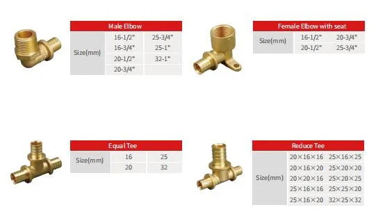Best Quality Plumbing Pex Crimp Fitting Brass Pex Male Hose Barb Tee Tube Coupling Sliding/Axial Pipe Fittings