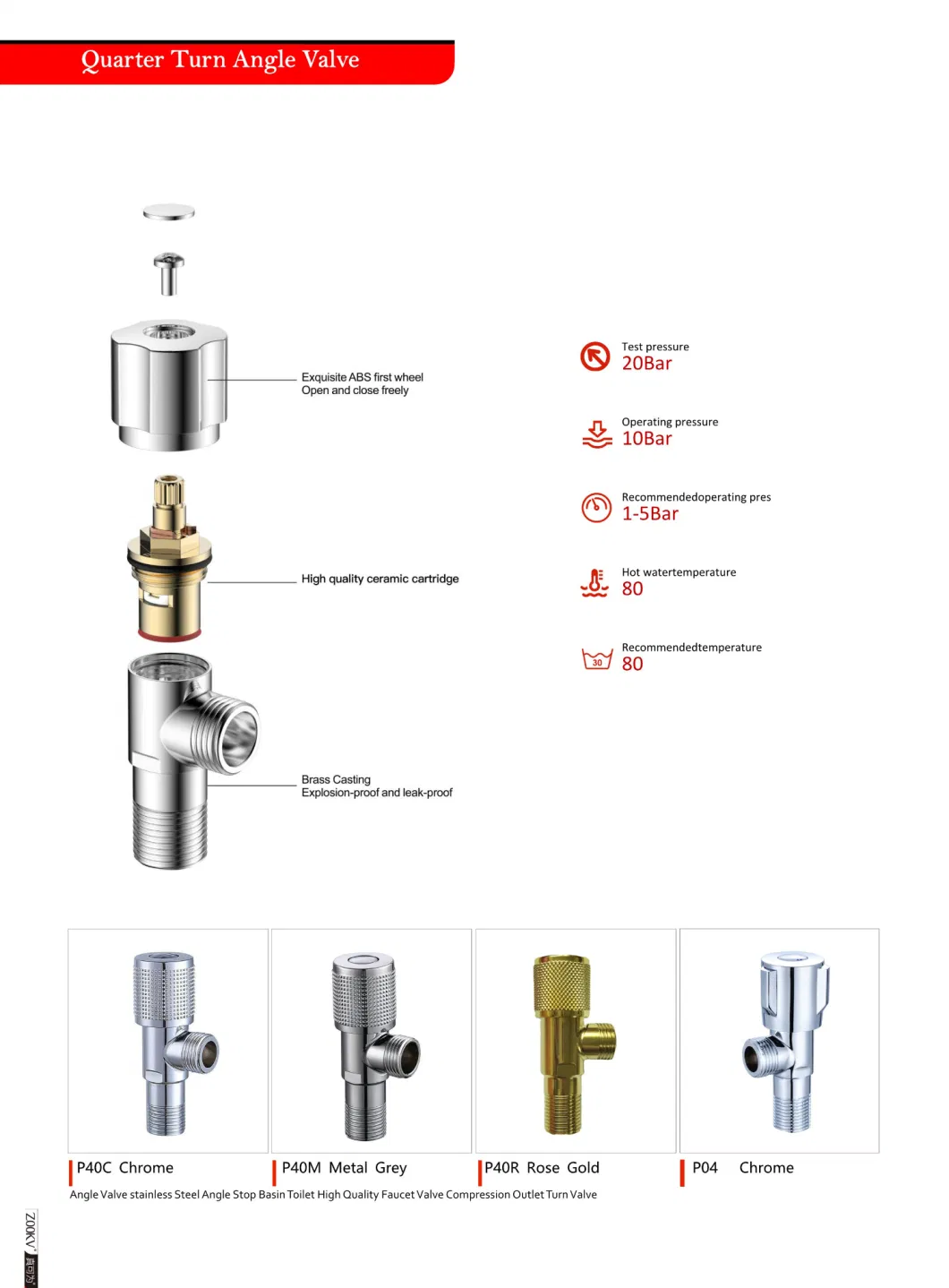 Kitchen Bathroom Brass Stainless Steel Angle Valve Quarter Turn Double Square Wall Mounted Stop Ball Angle Valve with Flange Chrome Plated