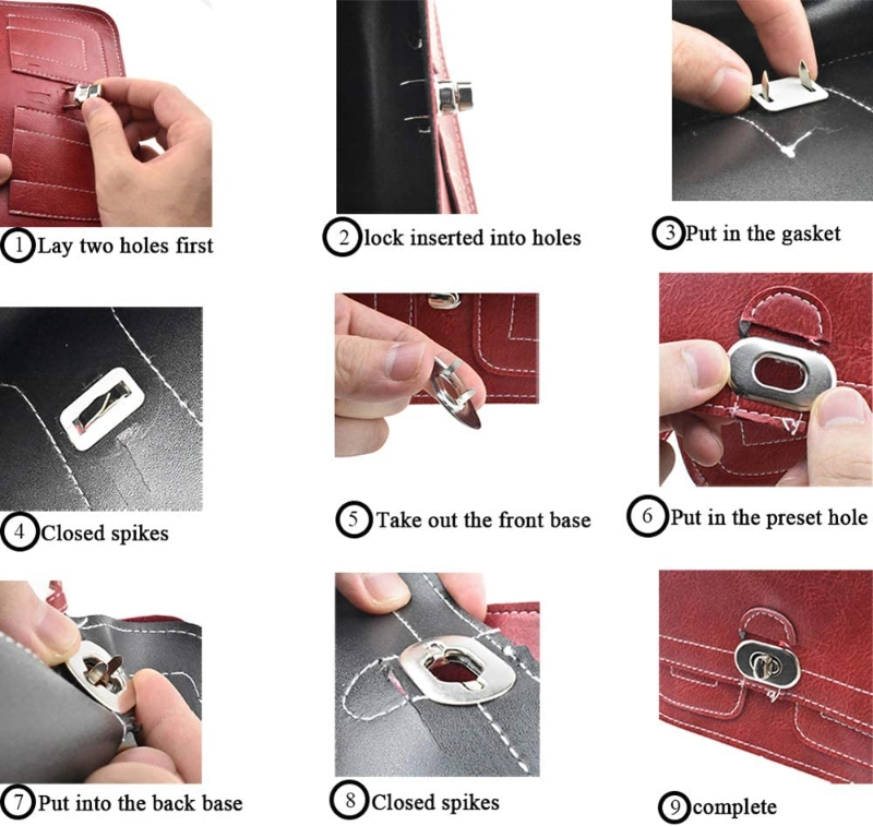 Metal Square Push Lock Press Lock for Purse Bag Accessories