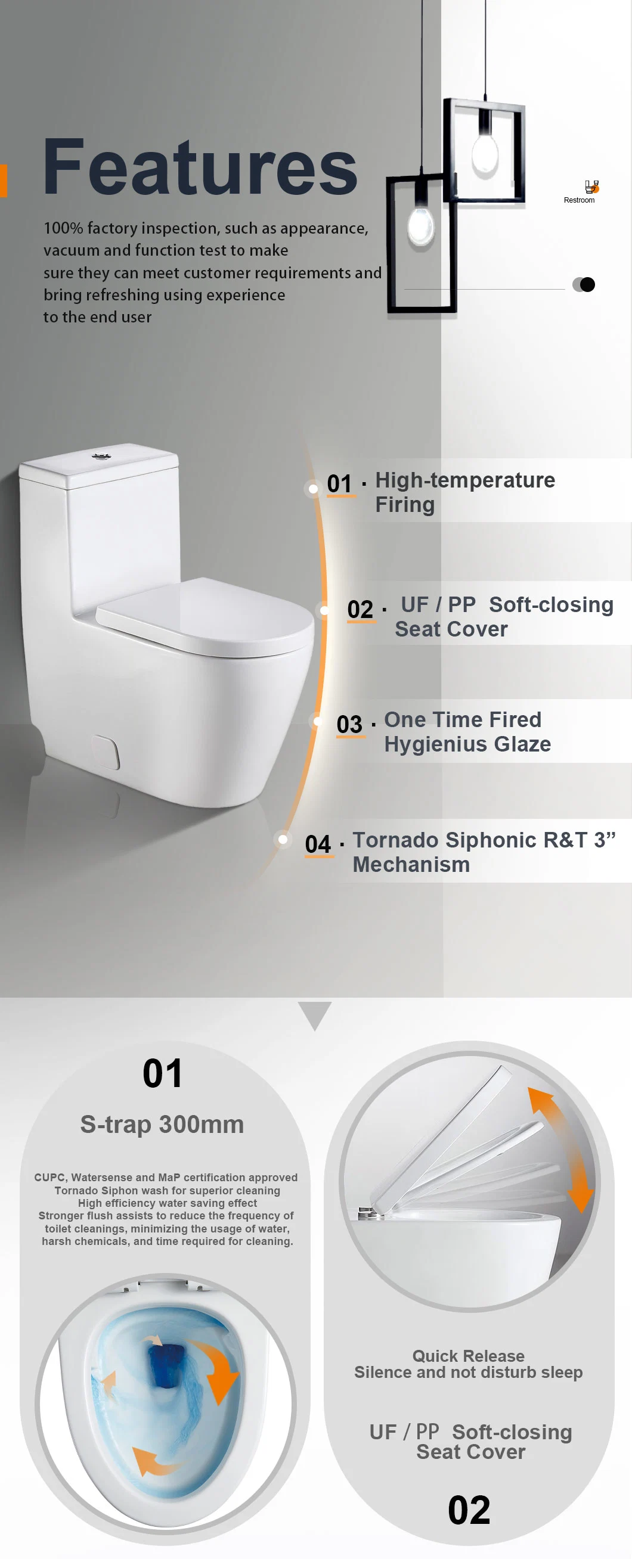 Professional Manufacture Upc Syphonic One PCS Toilet American Standard Toilet