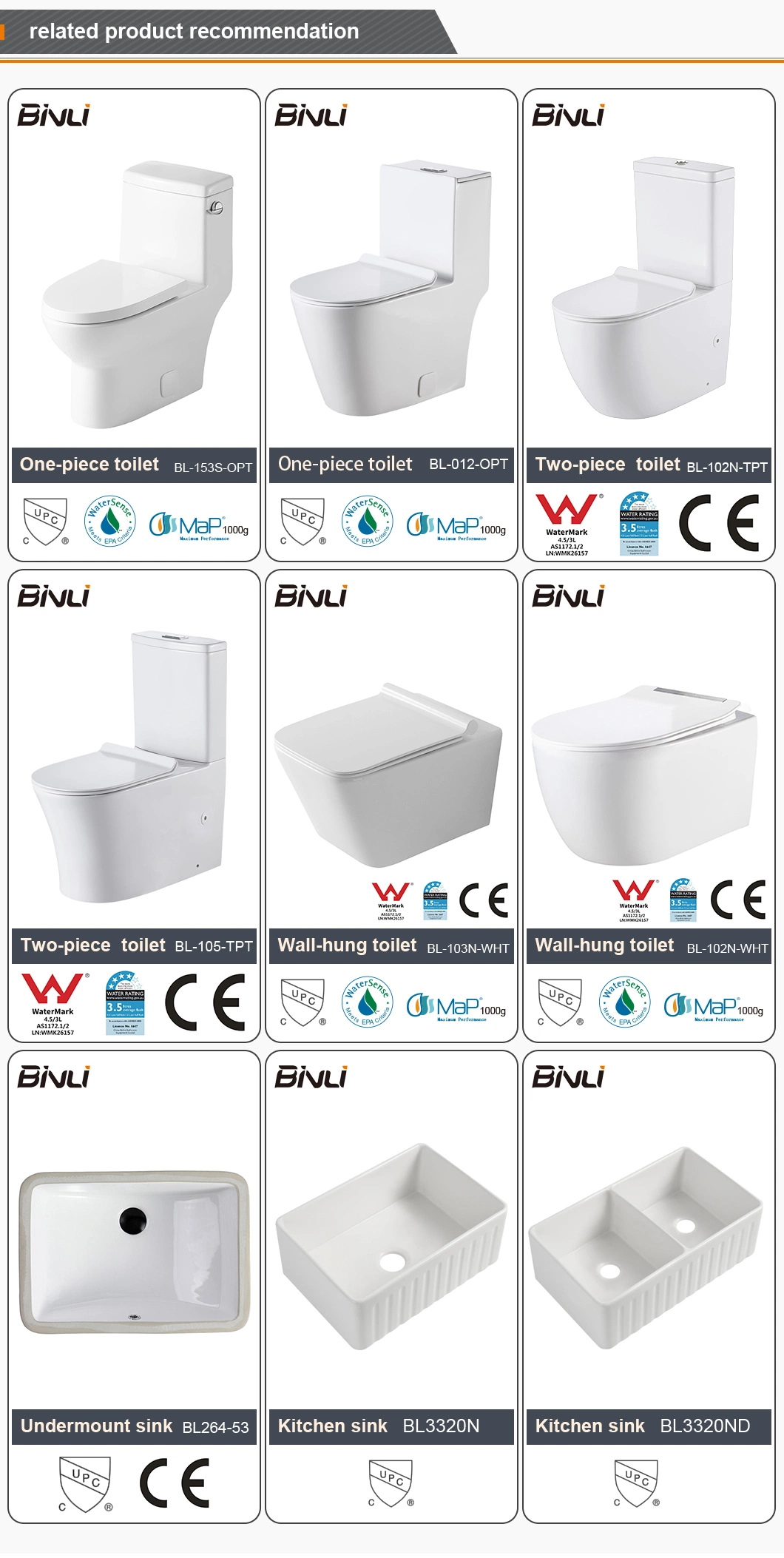 American Standard Floor Mounted Toilet Pan for Wall Cistern