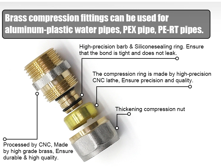 Compressed Air Hose Fittings Tee Fitting Brass 22mm Double Ferrule Pipe Plumbing Copper Compression