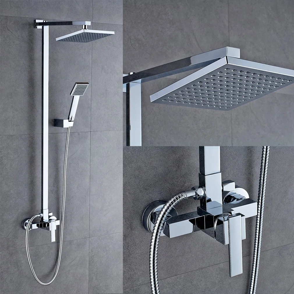 Square Rainfall Shower Head Bathroom Ultrathin Rain Shower Head with Arm Faucet Accessories