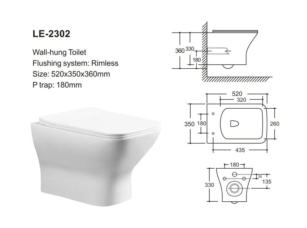 Watermark CE Water Closet Suites Rimless Two-Piece Wall Mounted Set Toilet