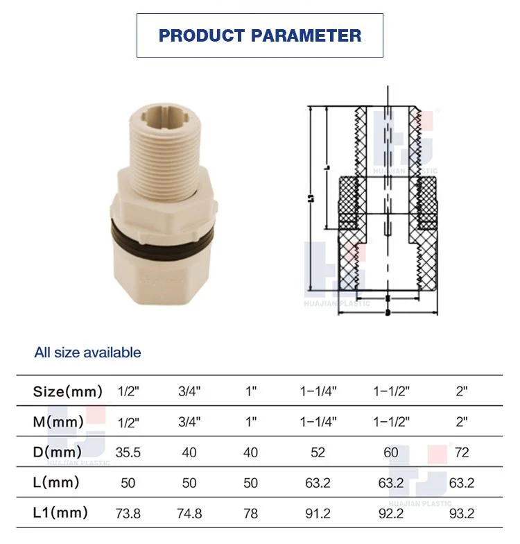 Made in China Pipe Fittings ASTM D2846 CPVC Male and Female Union Plumbing Material CPVC Fittings for Water Supply