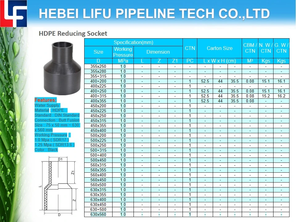 High Quality DIN Standard for Water Supply Plastic Plumbing Pipe Fitting PE Pressure Pipe Reducing Tee and Fittings HDPE Butt Fusion Pipe Fitting SDR13.6 SDR17