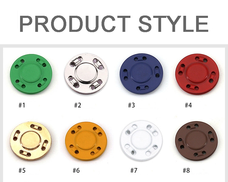 Colorful Customized Coat Invisible Metal Sew on Press Magnetic Button for Clothing Accessories