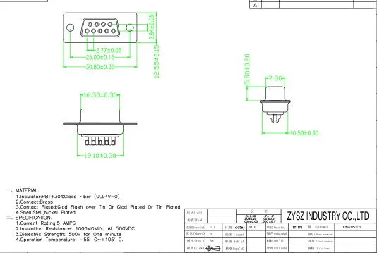 Connector Solution Standard Type OEM Service 9 POS D-SUB