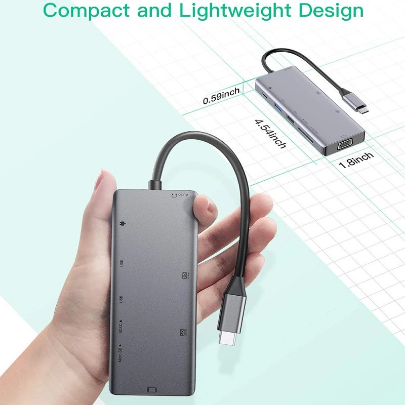 9 in 1 Type C Hub USB3.1 Type C Hub with Mst