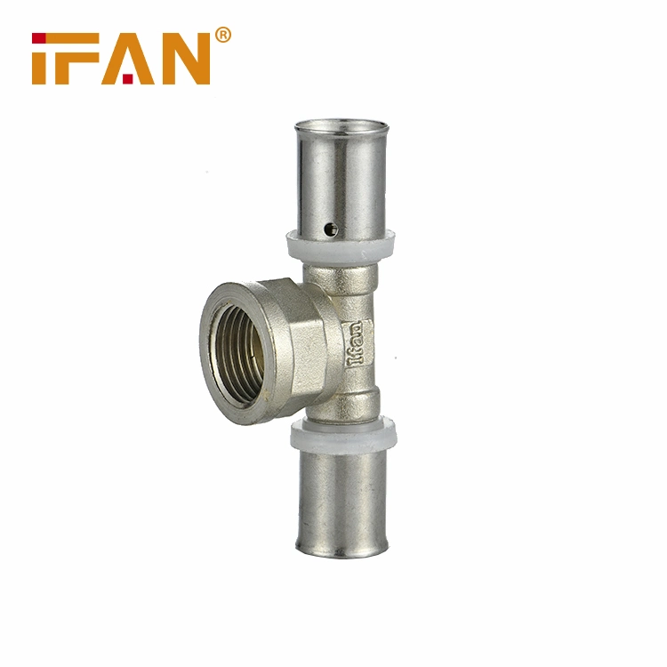 Ifan Brass Press Fitting for Pex-Al-Pex Multilayer Pipes Fitting for European Market Female Tee