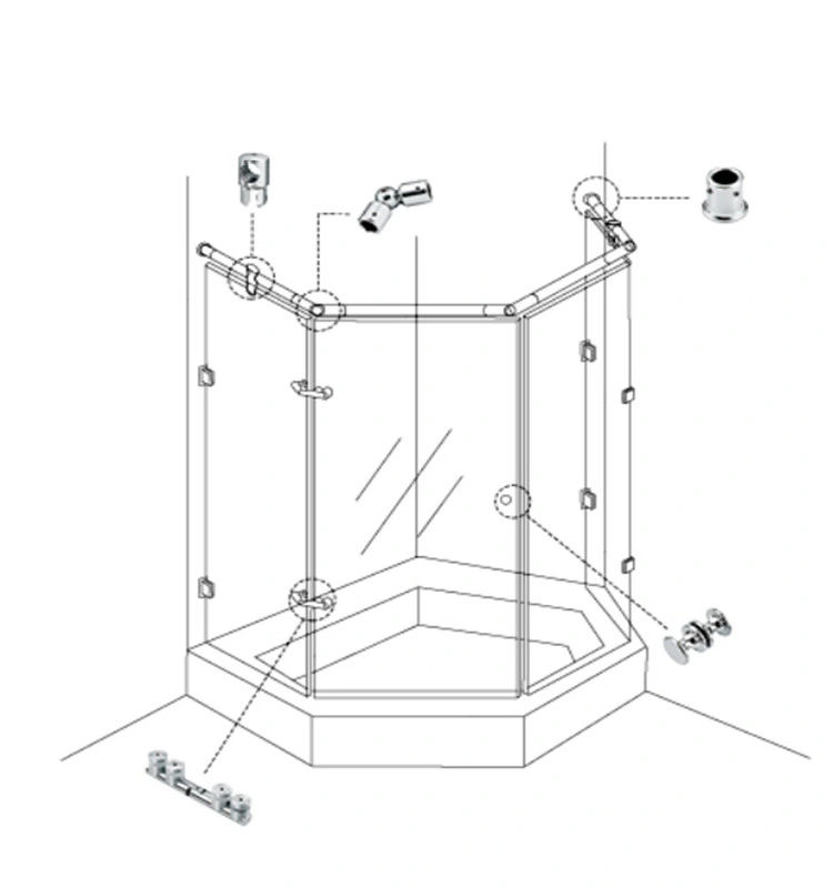 Stainless Steel Shower Hardware Pipe Connector Bathroom Glass Door Fittings
