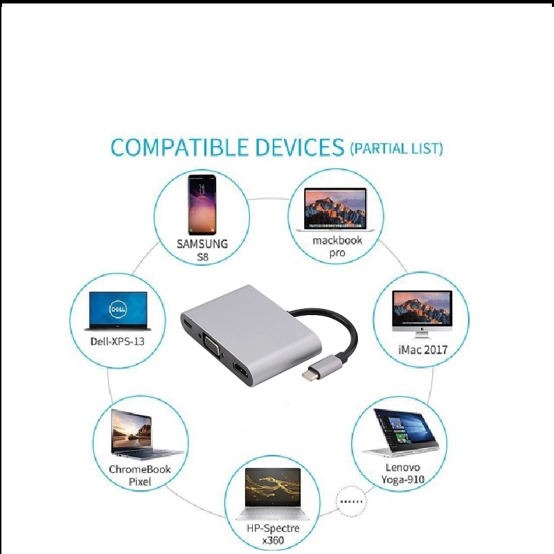 USB C to HDMI and VGA and Pd 3 in 1 Hub