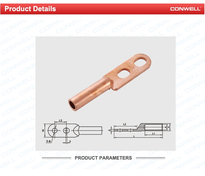 2 Holes Copper Connecting Compression Cable Lugs