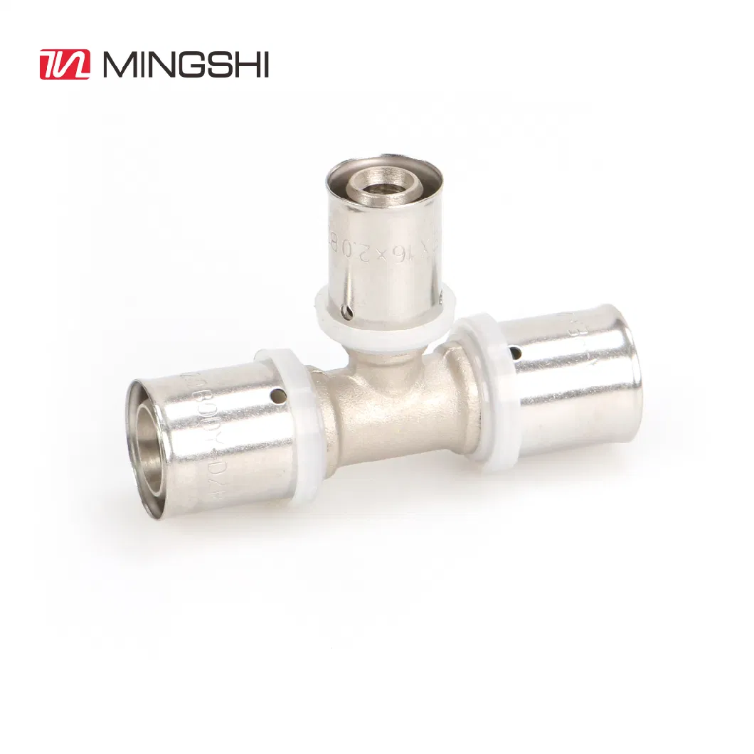 Brass Press Fitting Tee for Pex-Al-Pex Hot Water Pipe