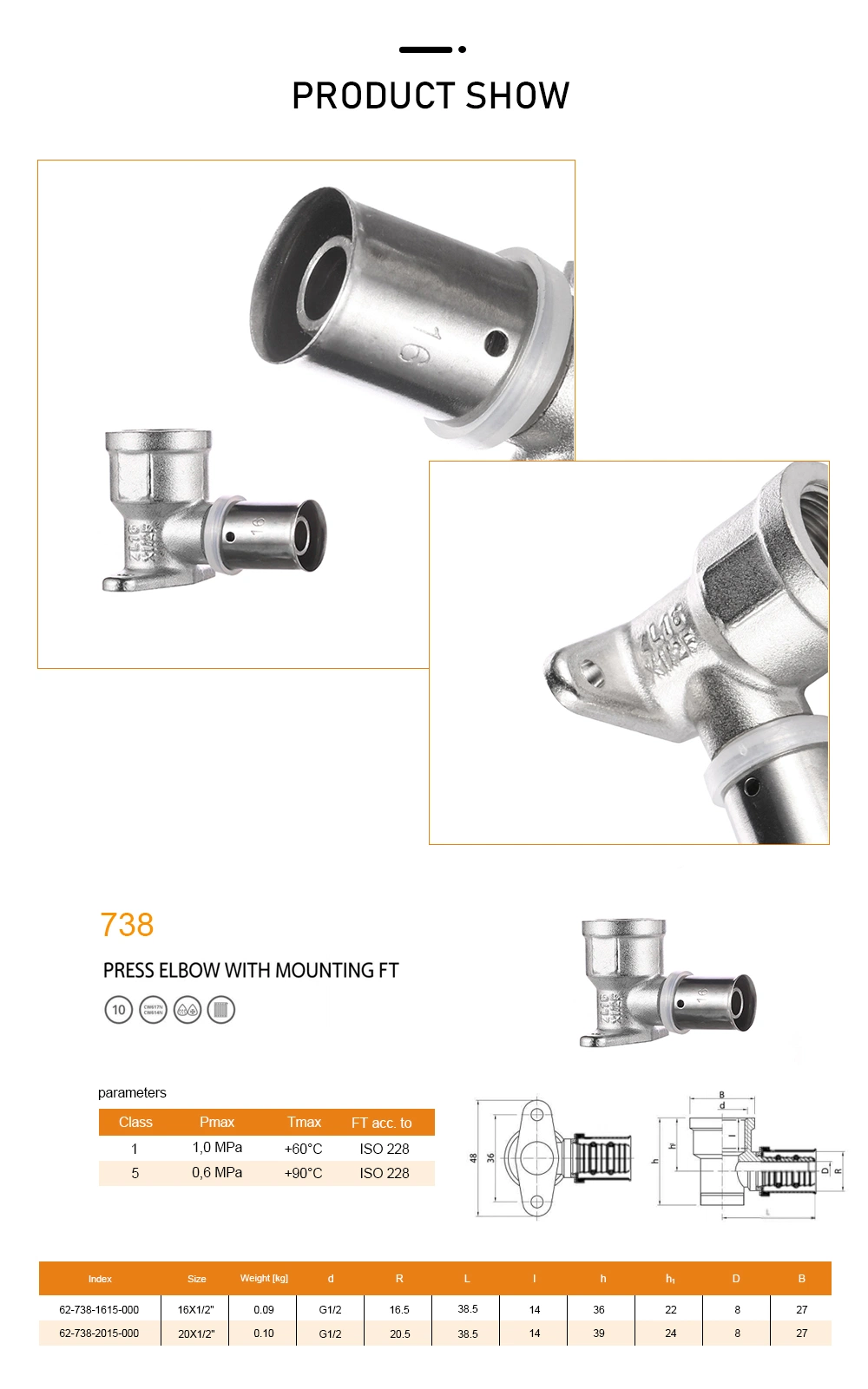 90 Degree Seated Elbow Pex Press Fittings for Kictchen, Home, Commercial, Garden