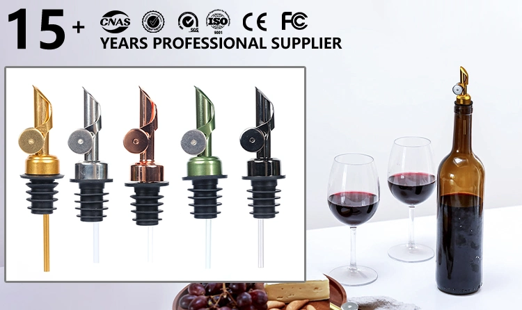 Popular Shiny Wine Cork Accessories Oils Stainless Steel Pourer with Back Flow Hole