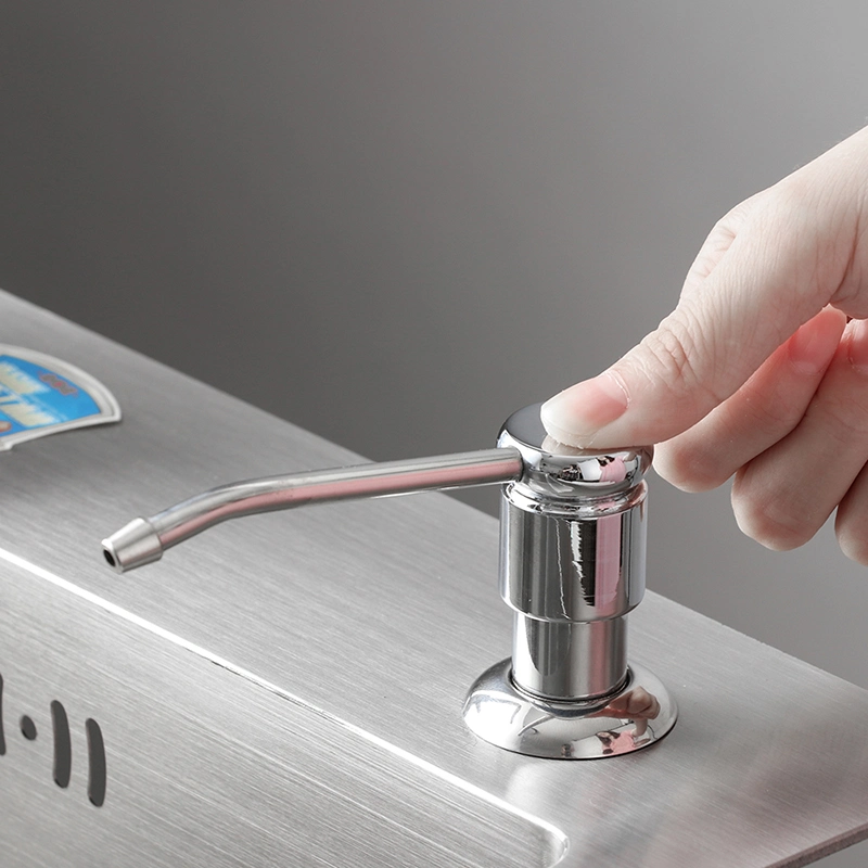 Stainless Steel Press Head Kitchen Accessory Manual Liquid Soap Dispenser for Kitchen Sink