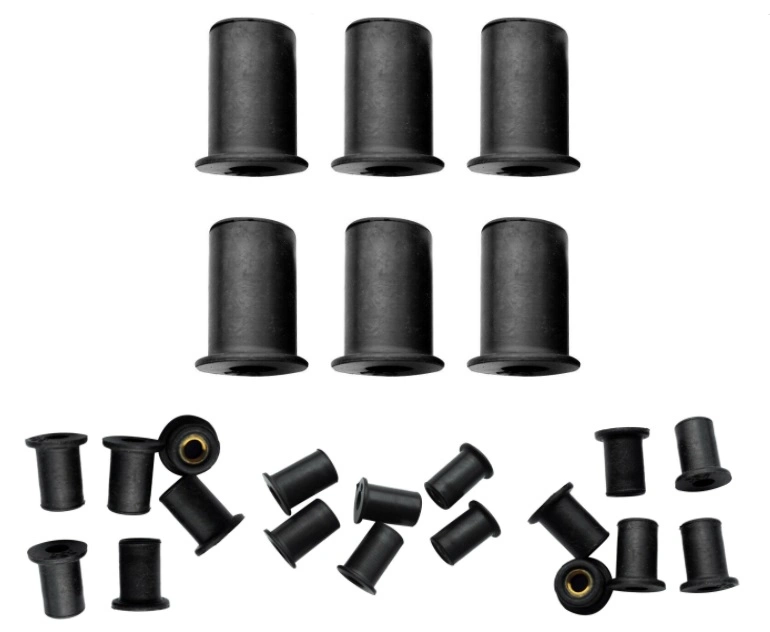 Omonic Rubber Well Nuts with M4 M5 M6 Brass Insert 4mm 5mm 6mm Metric Wellnuts Motorcycle Windscreen Rubber Nut