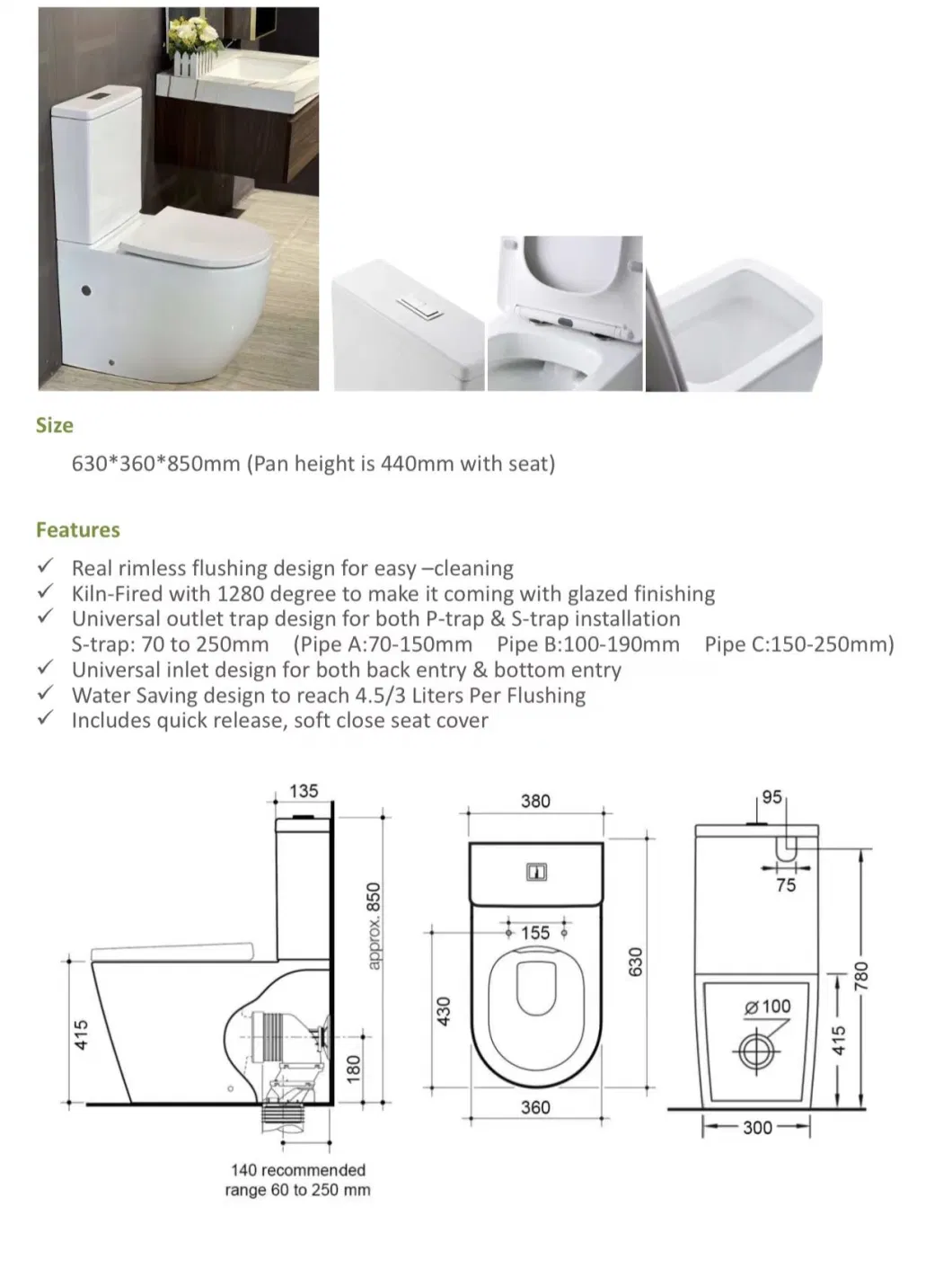 Floor Standing Wc Two Piece Toilet Couple Closet Toilet Sanitary Ware Rimless Round Small Size Wall Mounted Wc Toilet Set Bathroom Accessories