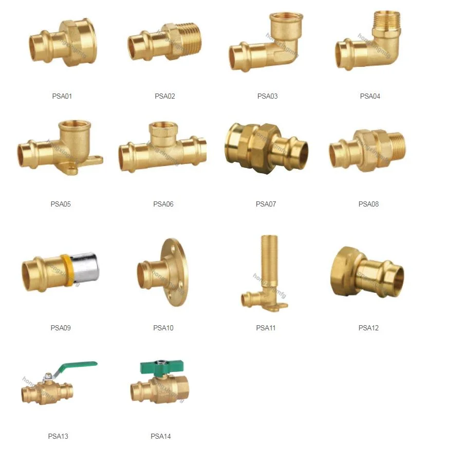 Wras Approved Full Range Brass Copper Press-Fit M Profile V Profile Chrome Coupling Elbow Tee Connector Press Fittings