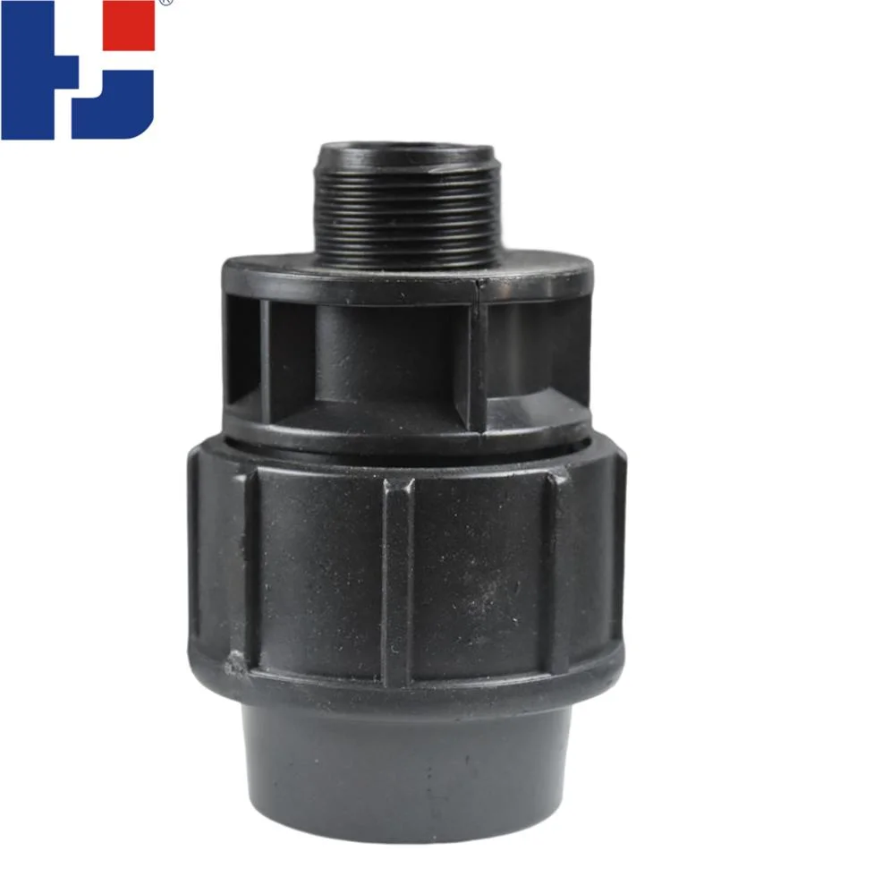 HJ Manufacture Water Supply Irrigation System PP Compression Fittings Male Adaptor Pn10 Pn16 All Black PP Pipe Fitting