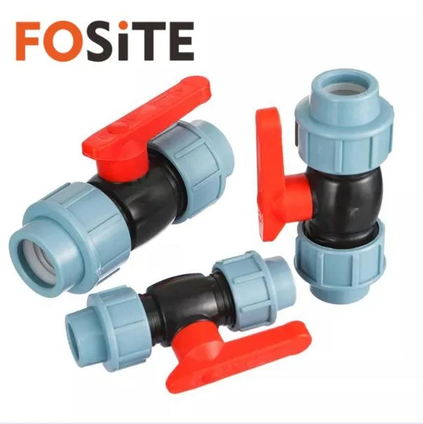 PP Single Union Irrigation HDPE Ball Valve Compression Fittings