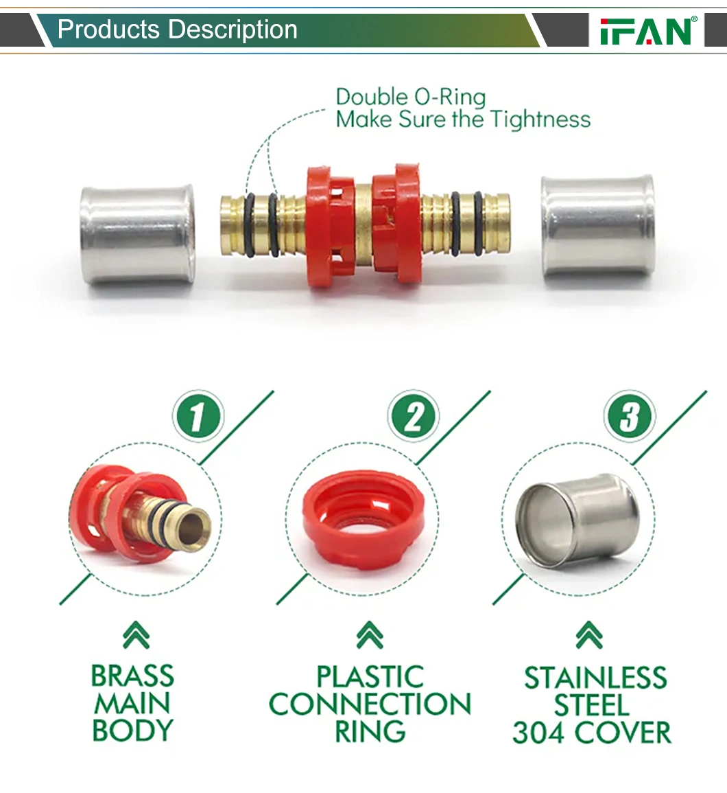 Ifan Wholesale Sliver Pex Multilayer Composite Pipe Coupling Pex Press Socket Fittings