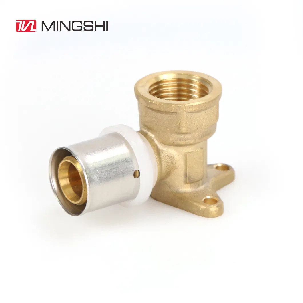 Wall Plated Elbow Plumbing Cw617n/ Dzr Brass Th Profile Press Fittings for Multilayer Pex-Al-Pex Plastic Pipe Pert-Al-Pert Pipe