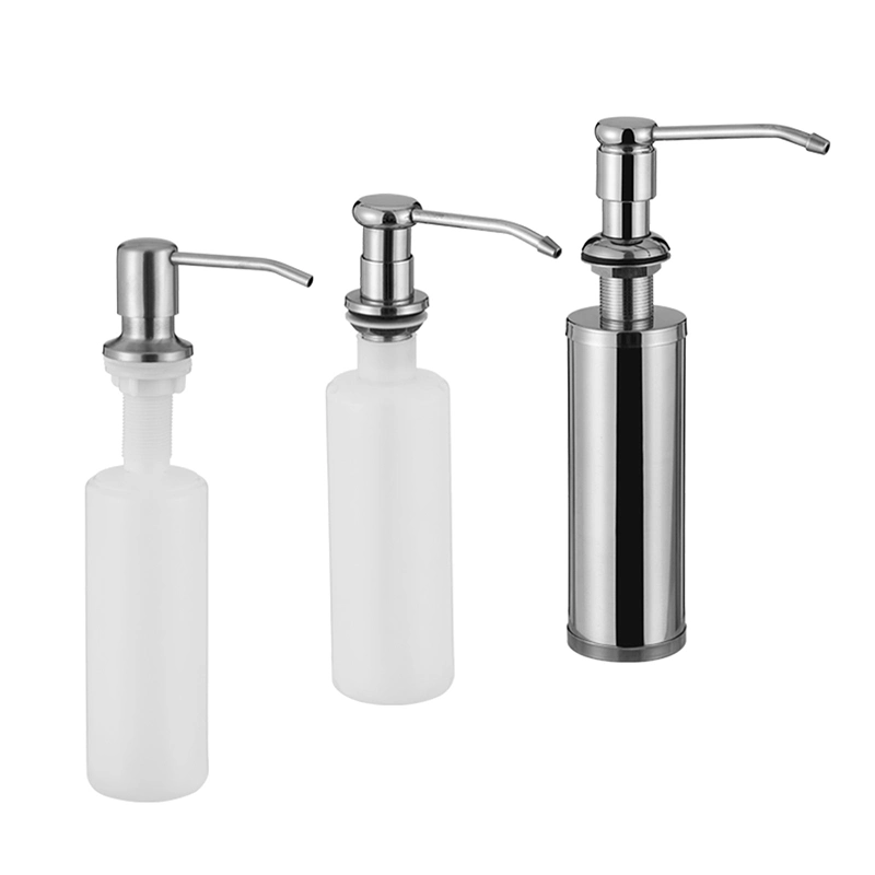 Stainless Steel Press Head Kitchen Accessory Manual Liquid Soap Dispenser for Kitchen Sink