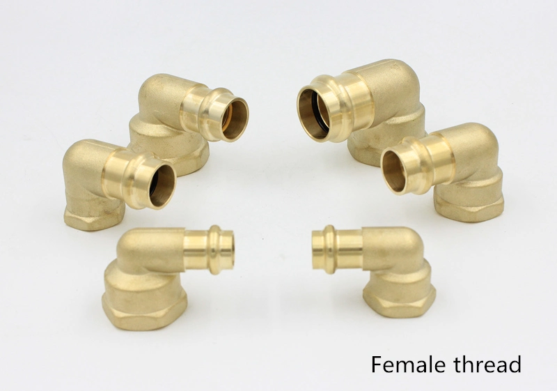 High-Quality Brass Copper Press Elbow Thread &amp; Socket for Water/Gas Pipe Fittings
