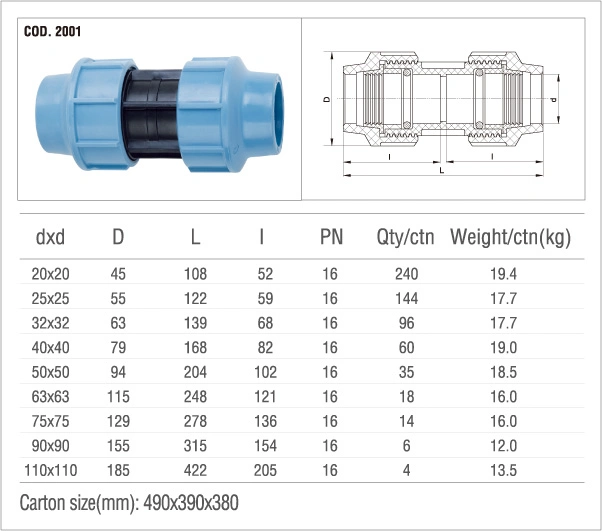 Irrigation Fittings Male Adaptor with Brass Threaded Insert PP Compression Fittings