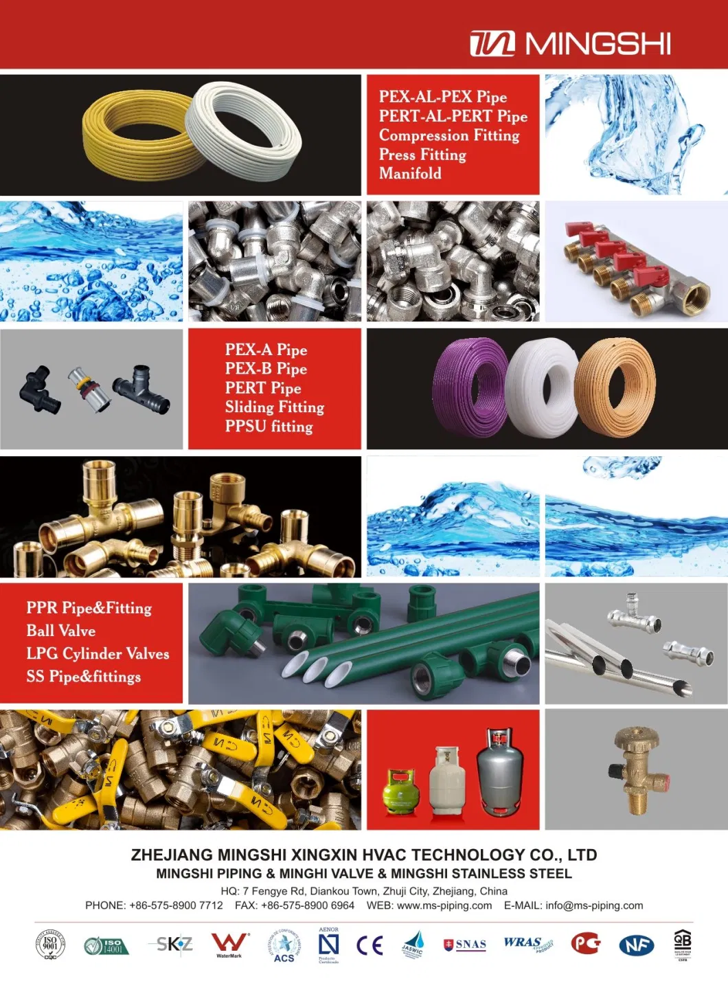 Mingshi Plumbing Materials Press Brass Pipe Fittings-U, Th, H, M/Multijaw with Watermark/Acs/Cstb/Aenor/Wras/Skz Certificate for Underfloor Heating-Female Union
