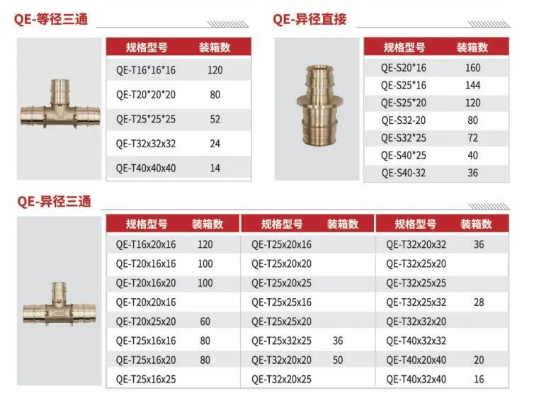 Pex Brass Fitting Reduce Tee for Pex Pipe Connection