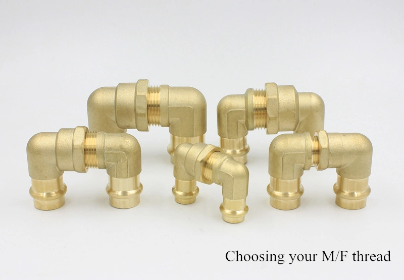 Brass Press Valve Gas Elbow Plumbing Copper Water Pipe Fittings
