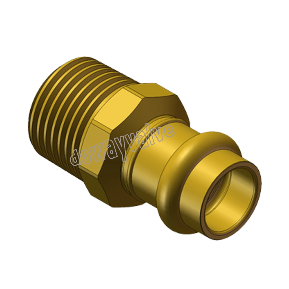 Cw617n Brass Roll Grove to Copper Adapter Press Fitting