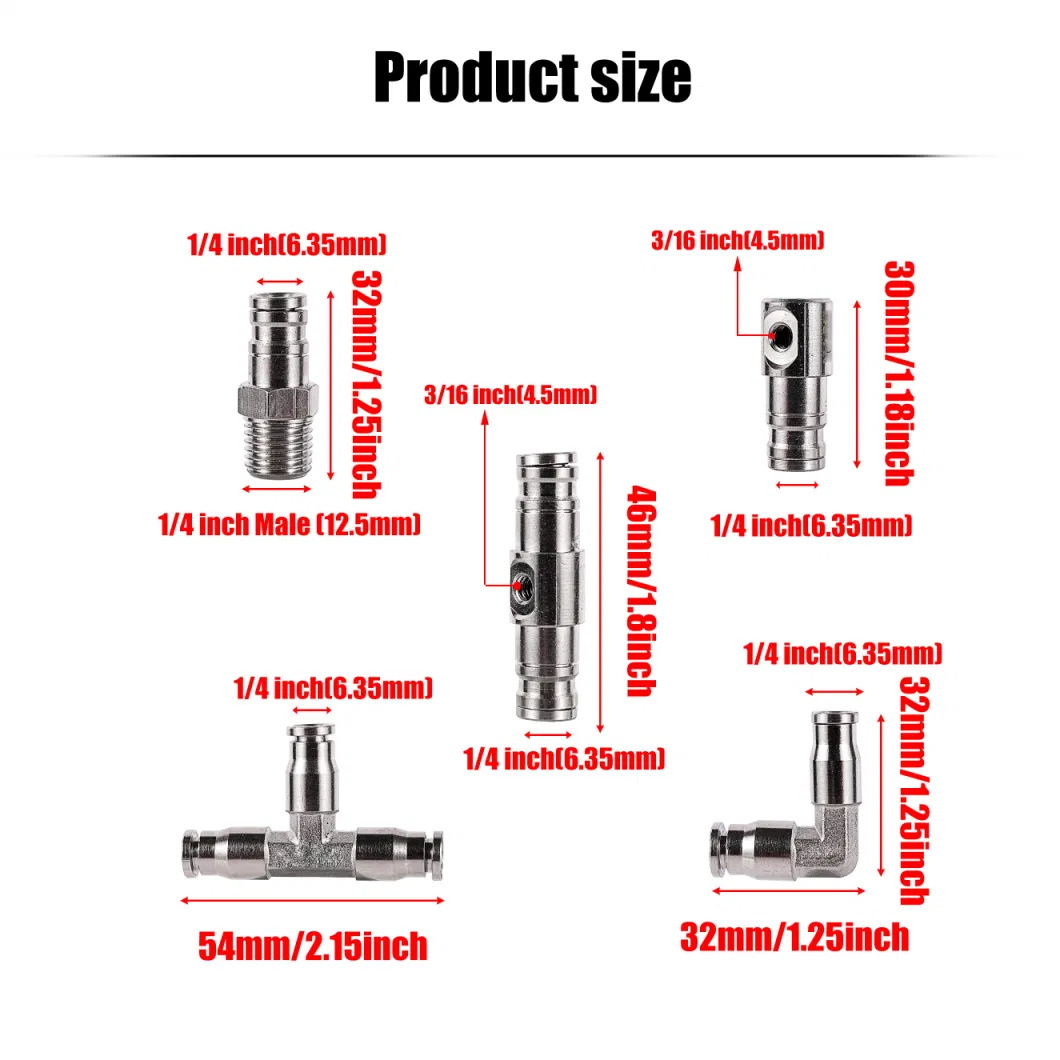 1/4&prime;&prime; Pipe Slip Lock Connector Nickel Plated Copper Quick Coupling High Pressure Misting Irrigation Od 6.35mm Tube Nozzle Fitting