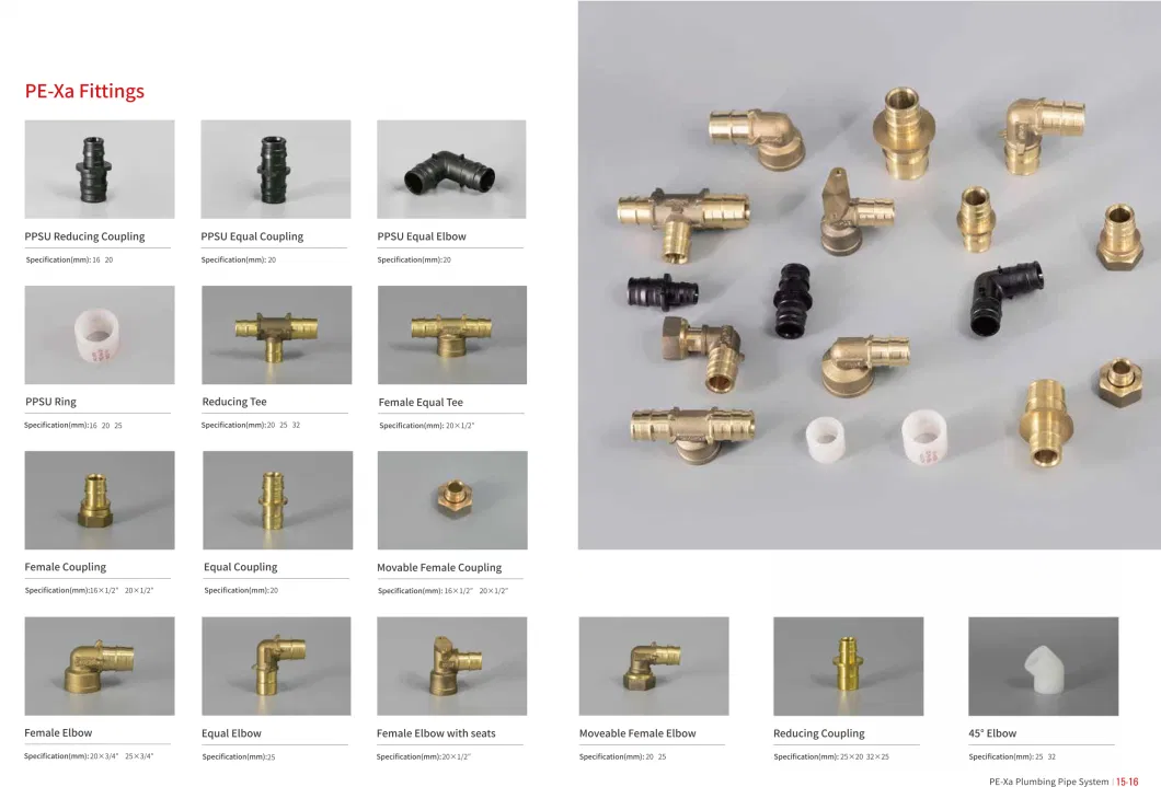 Pexa/Pert Pipe PPSU &amp; Brass Fittings for Underfloor Heating System