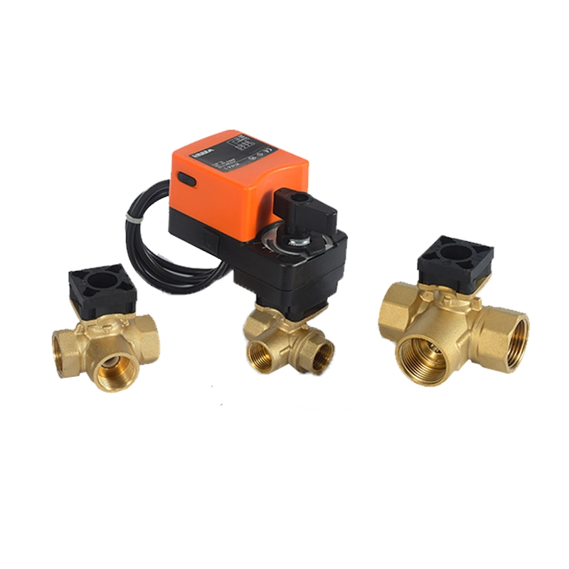 Winvall 3 Way Ball Valve Water Flow Control Electric Motorized Brass 2&prime;&prime; Three Way Valve 0-10V/4-20mA