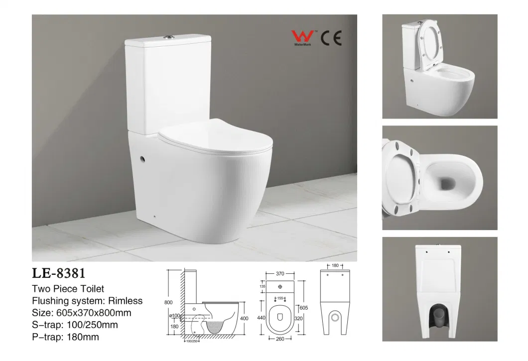 Rimless Round Gloss White Back to Wall Two Piece Toilet