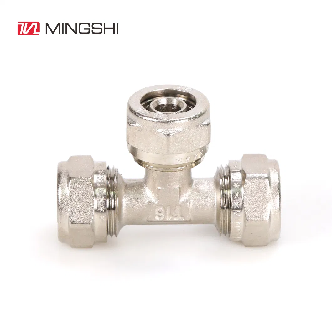 Mingshi Cw617n Dzr Brass Compression Fittings for Plumbing Multilayer Pex-Al-Pex Pipe -Unequal Tee