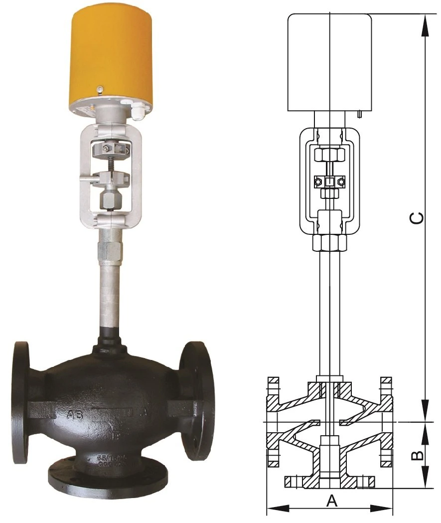 Three Way Flange Type Electric Control Valve for Heat Oil Transfer Heat Water