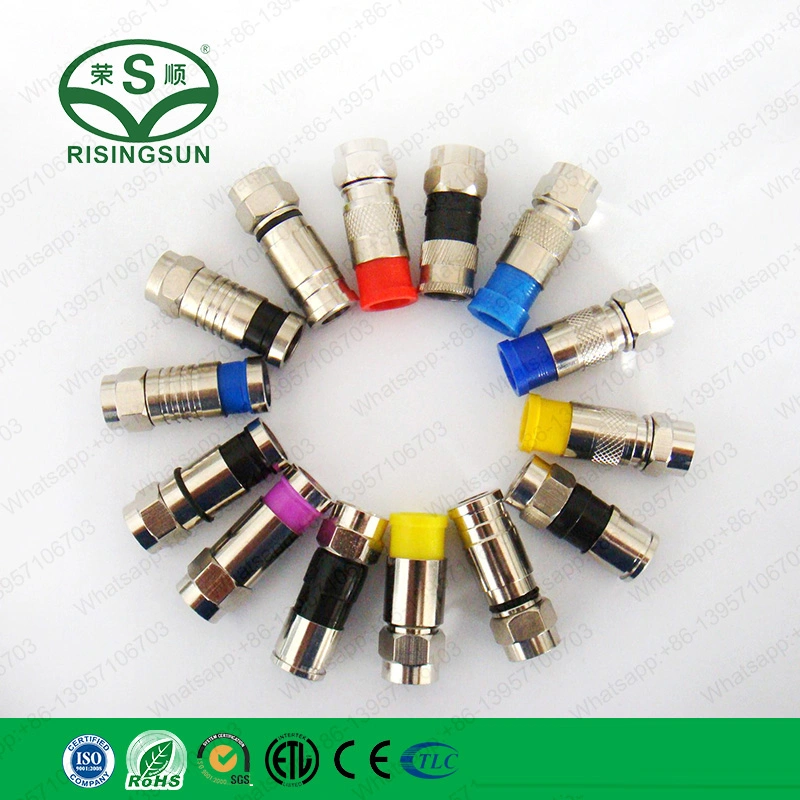 Hot Sale Ppc RG6 Compression Connector with Nickle Plated Brass