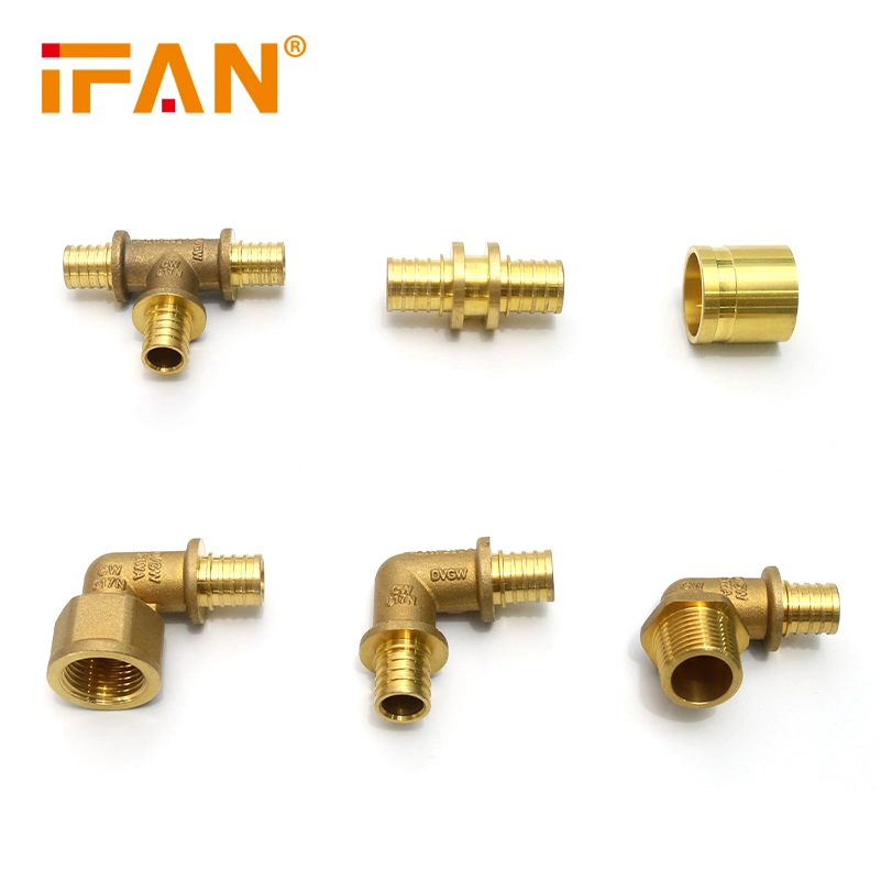 Ifan High Quality 90 Degree Brass Tee Coupling Pex Pipe Fitting for Water Supply