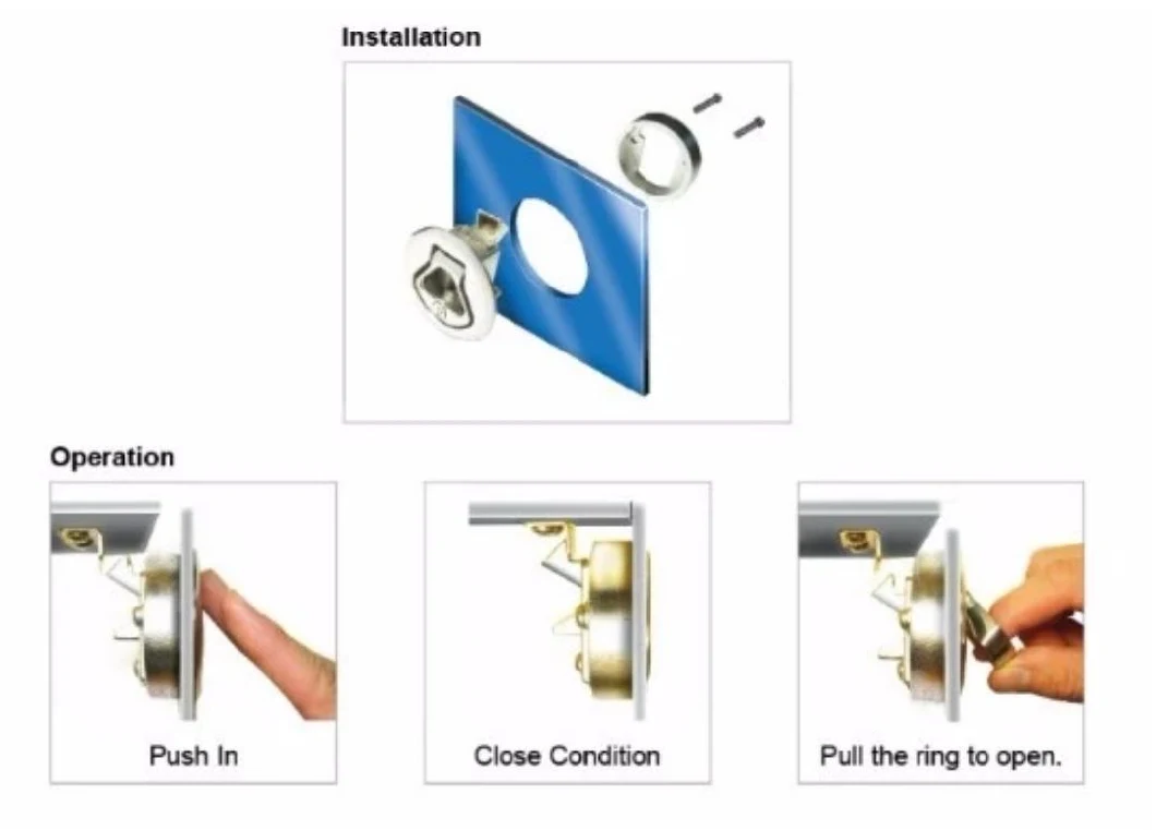 Pull Type Plastic Lock Press Type Floor Lock Ships Yachts Plastic Accessories Marine Deck Plastic Black Lock