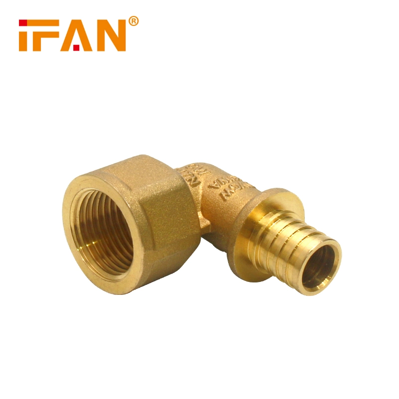 Pex Brass Sliding Fitting Female Elbow 90 Degree Elbow Brass Compression Fitting Brass Elbow for Pex-Al-Pex Pipe