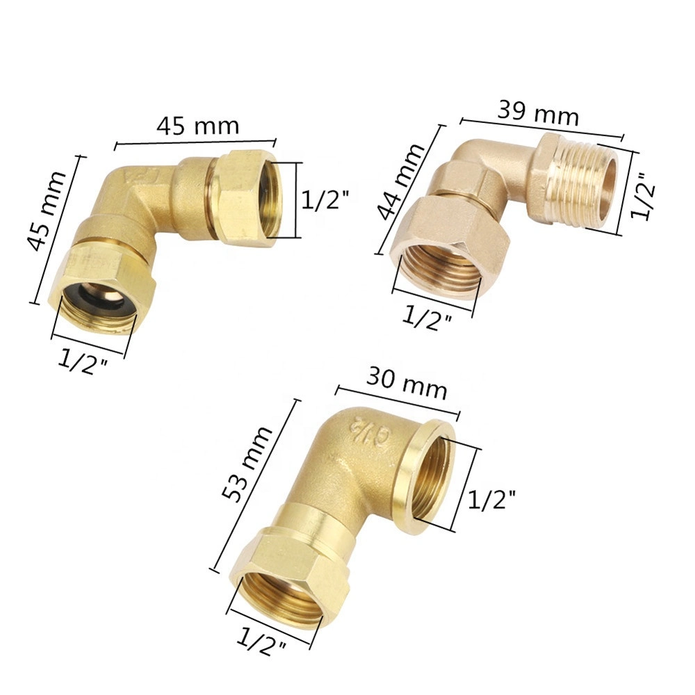 1/2&quot; Tee Elbow Straight Brass Pipe Thread Compression Fittings Garden Connector