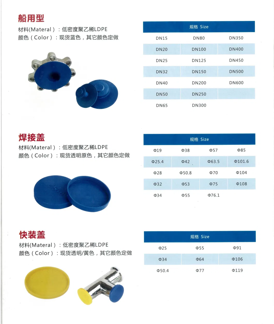 Blue Plastic Waterproof Pipe Internal Plug for Stainless Steel Pipe and Tubing